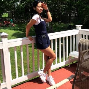 Suede one piece shorts.